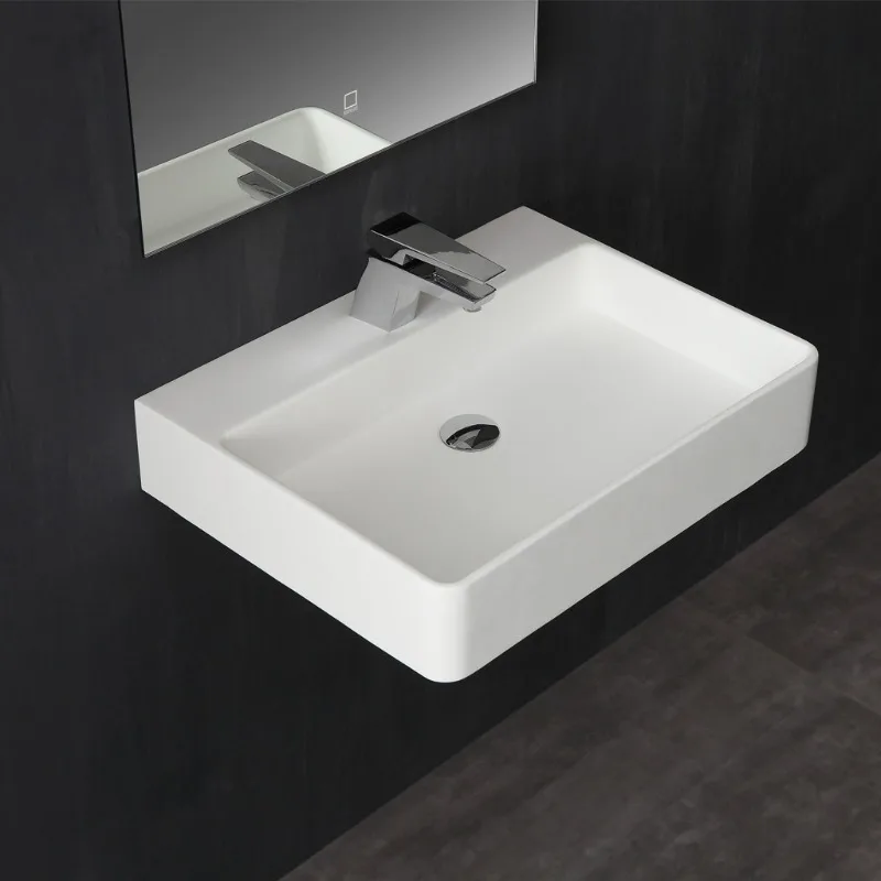 Ceramic Wash Basin Single Bowl Integrated Vanity Top Semi-Recessed Countertop Sink for Bathroom Vanity for Washbasin