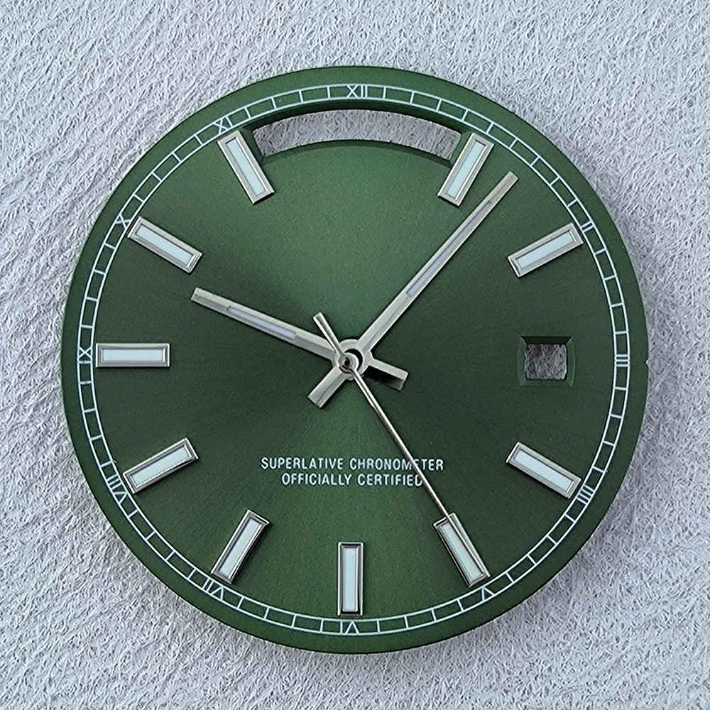 핫 세일 31mm 미요타 8285 다이얼 맞춤형 로고 시계 다이얼 녹색 발광 다이얼 미요타 8285 무브먼트 시계 액세서리