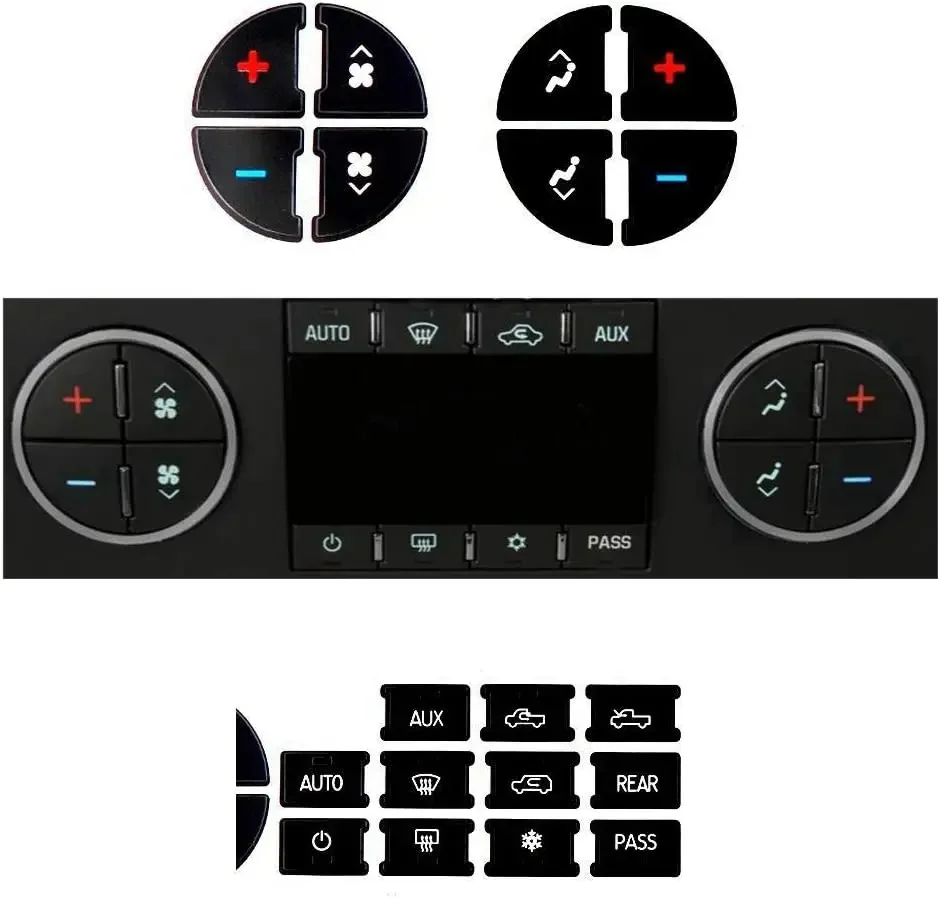 AC Dash Button Repair Decal Stickers Kit for Chevrolet GMC