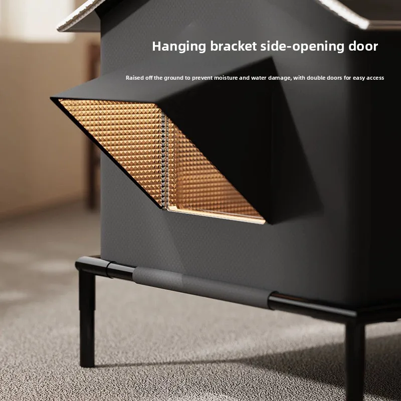 Waterproof Outdoor Dog House, Elevated Ventilated Pet Kennel for Small Medium Dogs, All Season Use