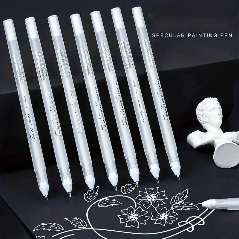 3pcs Line Pen Anime Painting Color Oily Pen White Pen Sketch Bright Pen Waterproof Color Journal Black Cardboard Pen