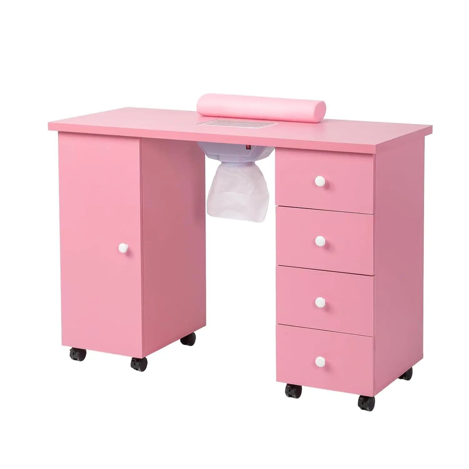 Manicure Table Nail Desk for Nail Tech, Nail Table Beauty Salon Tech Station w/Electric Downdraft Vent, Lockable, Customized