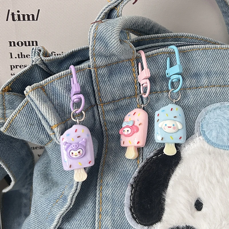 Kawaii Schattige Ijs Sleutelhanger Cartoon Anime Ijslolly Sleutelhanger Kuromi Cinnamoroll Mijn Melodie Sleutelhouder Schooltas Hanger