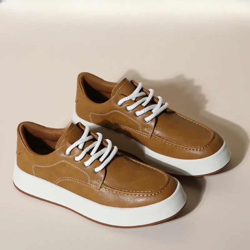 

Men's board shoes 2024 new simple and breathable casual mesh shoes genuine leather soft sole leather shoes