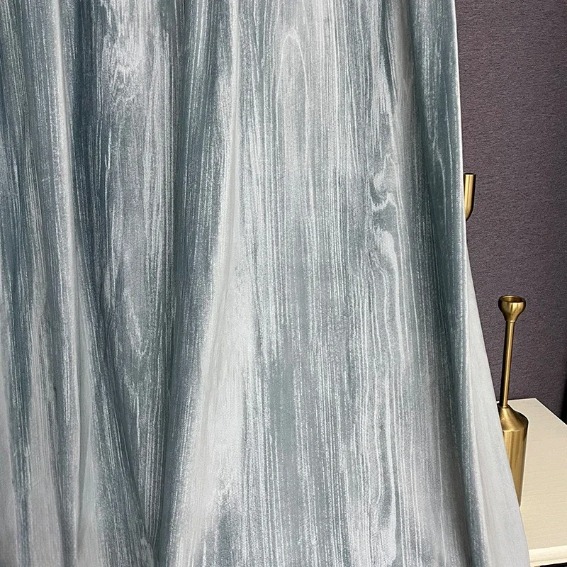 French Velvet Fabric Hot Stamping Flowing Velvet Curtain for Living Room Luxury Modern Minimalist Shading Woven Customize Window