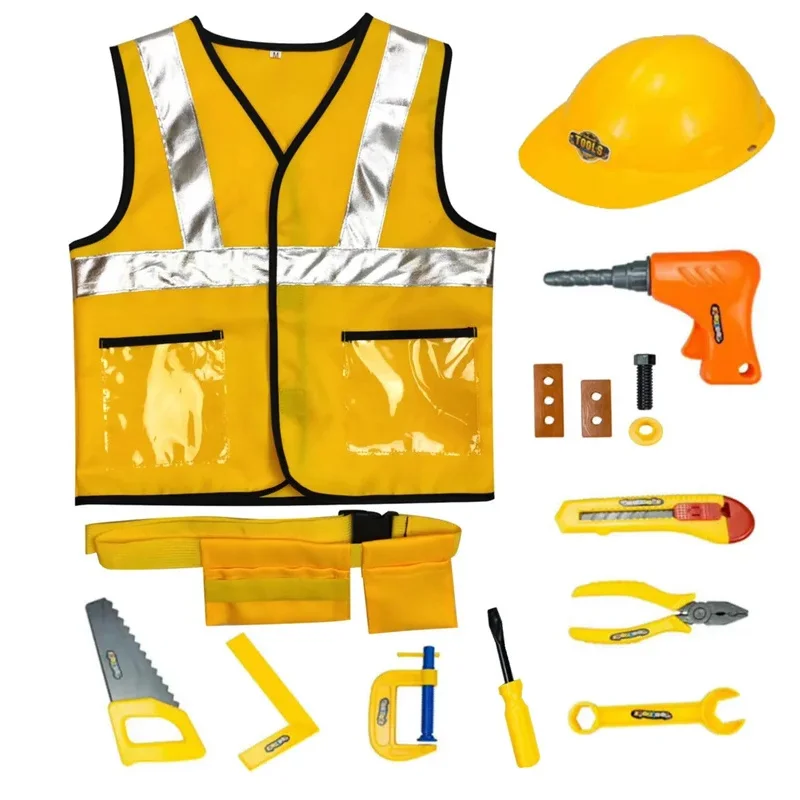 

❤️❤️❤️ firemen Party Game Gift Construction Worker Cosplay Costumes Hat Kit Role Play Toy Set Career Costumes Heavy Worker❤️⭐️❤️