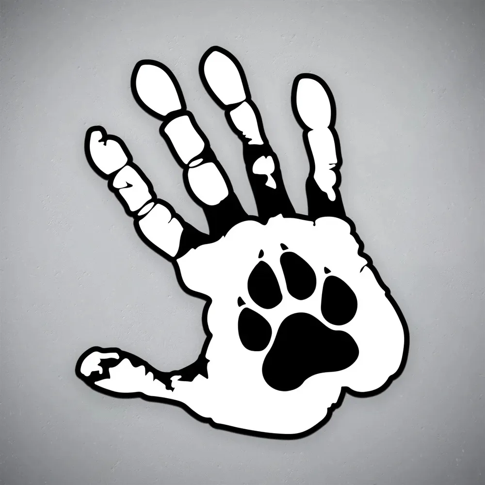 

Vinyl Car Stickers "Handprint with Wolf Trace" Scratch-proof Exterior Pvc Decal Accessories Decals Motorcycle