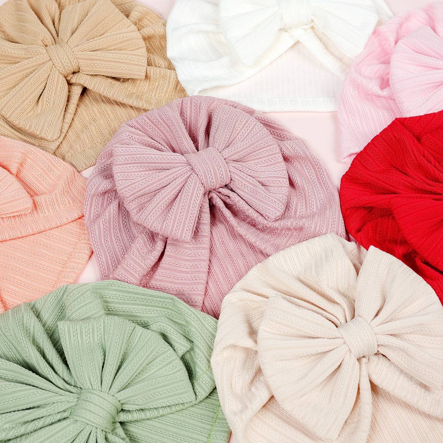 Waffle Bowknot Newborn Baby Girl Turban for Babies Soft Cotton Bow Infant Beanie Baby Headbands Toddler Baby Hair Accessories