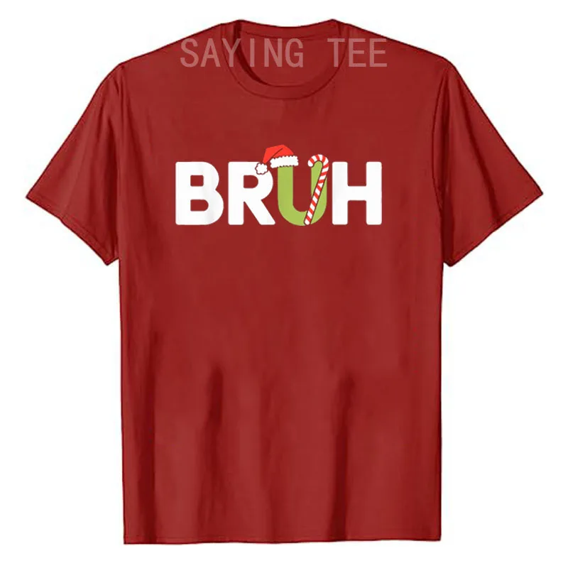 Bruh Camisa navideña Niños Adolescentes Niños Camiseta navideña divertida Bruh Santa Hate y bastón de caramelo que dice camiseta Traje gráfico humorístico