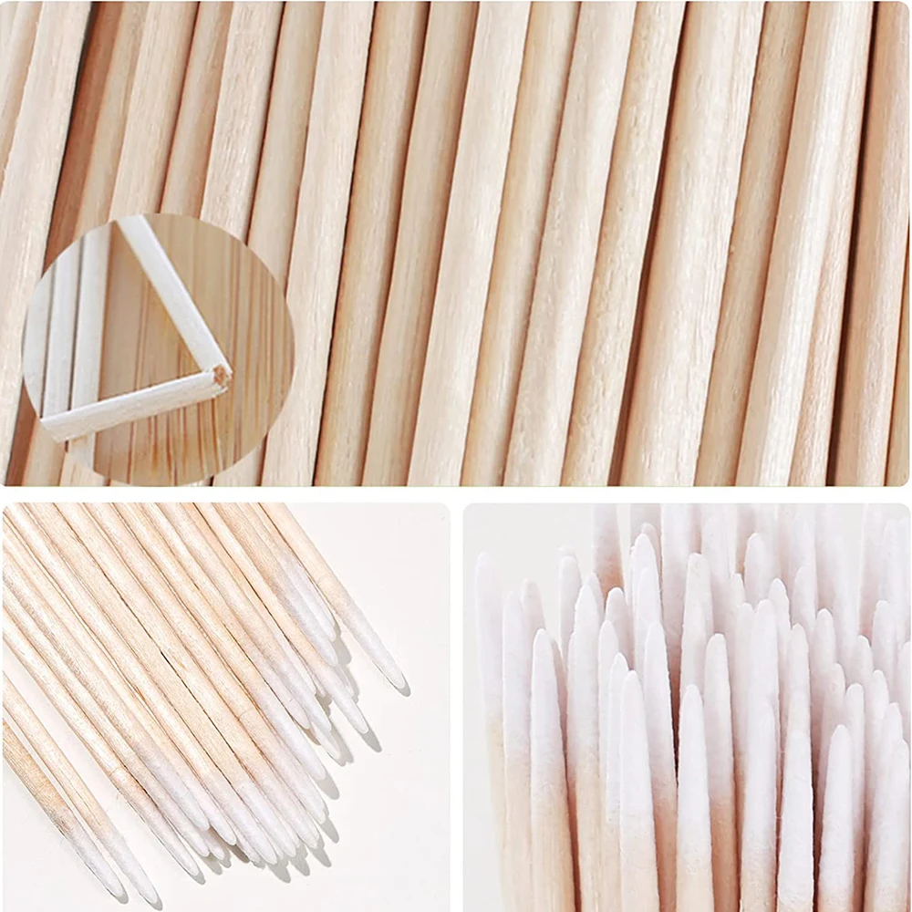 100/300/500Pcs Disposable Cotton Swab Eyelash Sticks Wooden Cotton Buds Swabs Makeup Ear Clean Lash Extension Glue Removing Tool