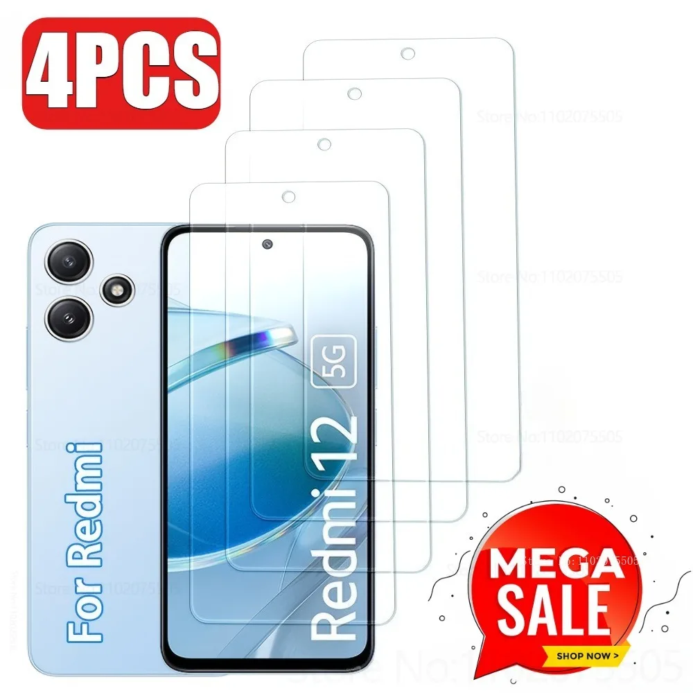 

4PCS HD Tempered Glass Screen Protector for Xiaomi Redmi 15C 4G 15 14R 14C 12 13C 13X 13R 11A 10X Pro 11 Prime 10A Glossy Finish