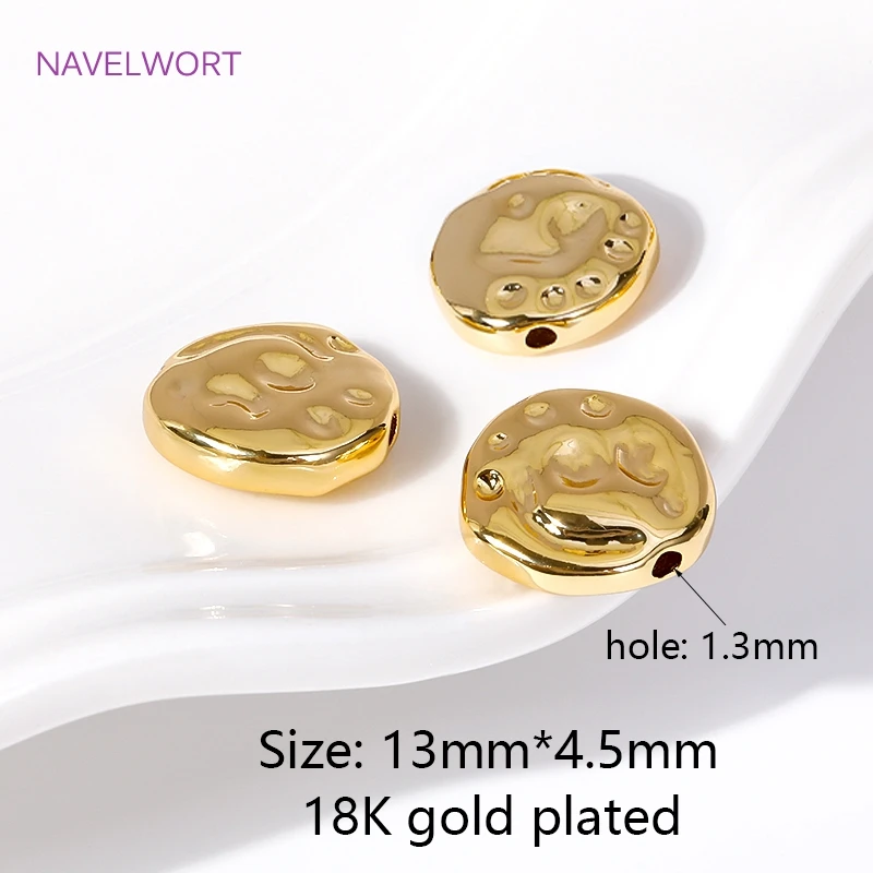 Trendy 18K Gold Plated Heart Spacer Beads,Supplies For Jewelry,Brass Flat Loose Beads DIY Bracelet Necklace Making Accessories