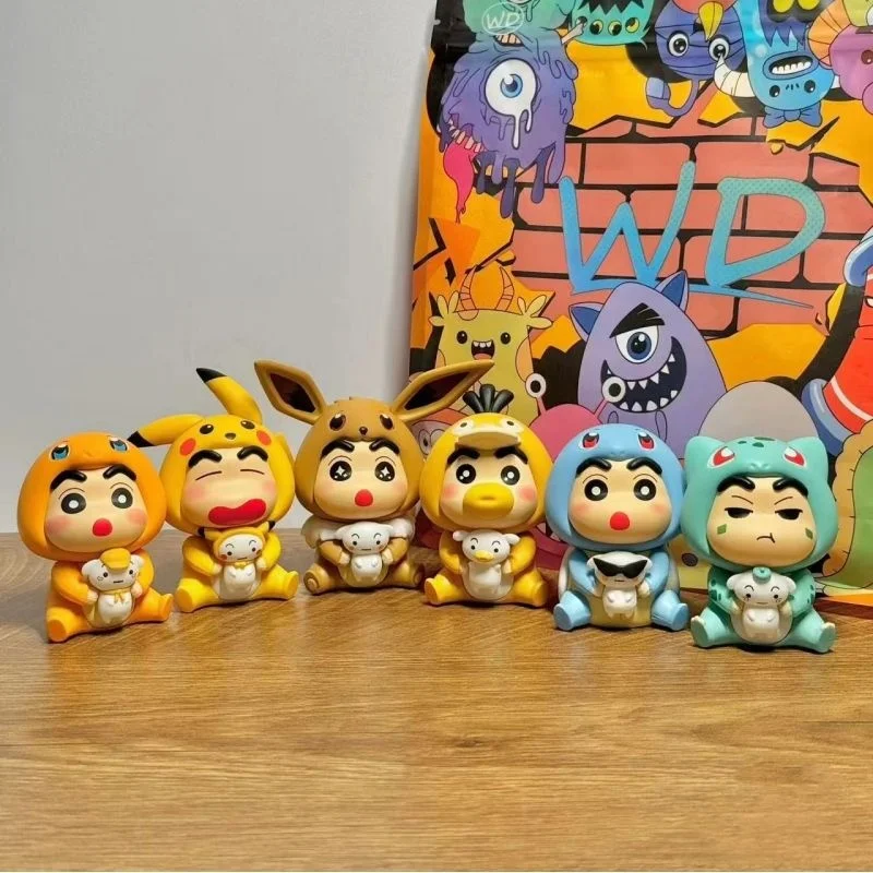 Kawaii Anime Crayon Shin chan cross dressing series blind box trendy toy figurine figurine desktop ornament doll Gifts for Kids