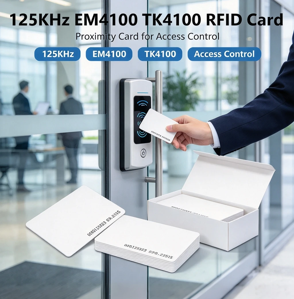 125KHz RFID Proximity ID Cards with Hole, EM4100 TK4100 Read‑Only Punch Hole Token Tag for Entry Access Control, Electronic Door