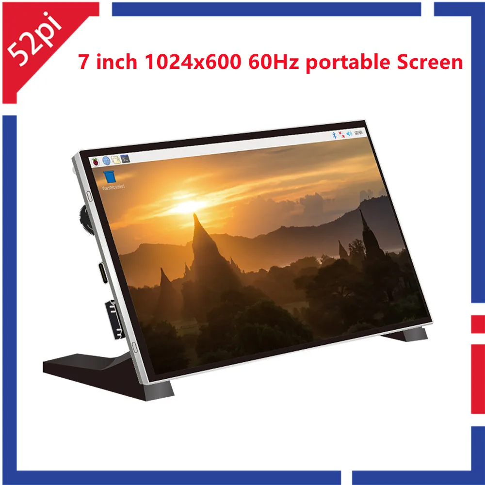 

52Pi 7 inch 1024*600 Display 60Hz Screen with Brackets for Raspberry Pi and Windows PC