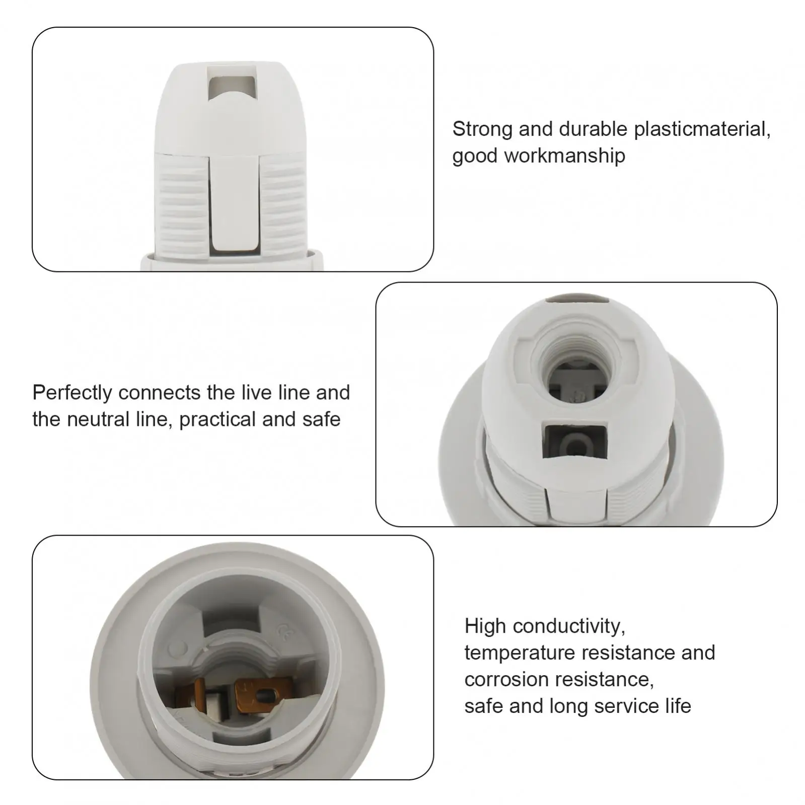 E14 Lamp Holder Edison Screw Lamp Holder Base Insulating Plastic Shell Light Bulb Socket