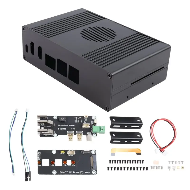 N36R-Solid State Drive Enclosure Hard Drive Enclosure Set PCIE To M.2 NVME SSD For Raspberry Pi 5 Box Case Kit
