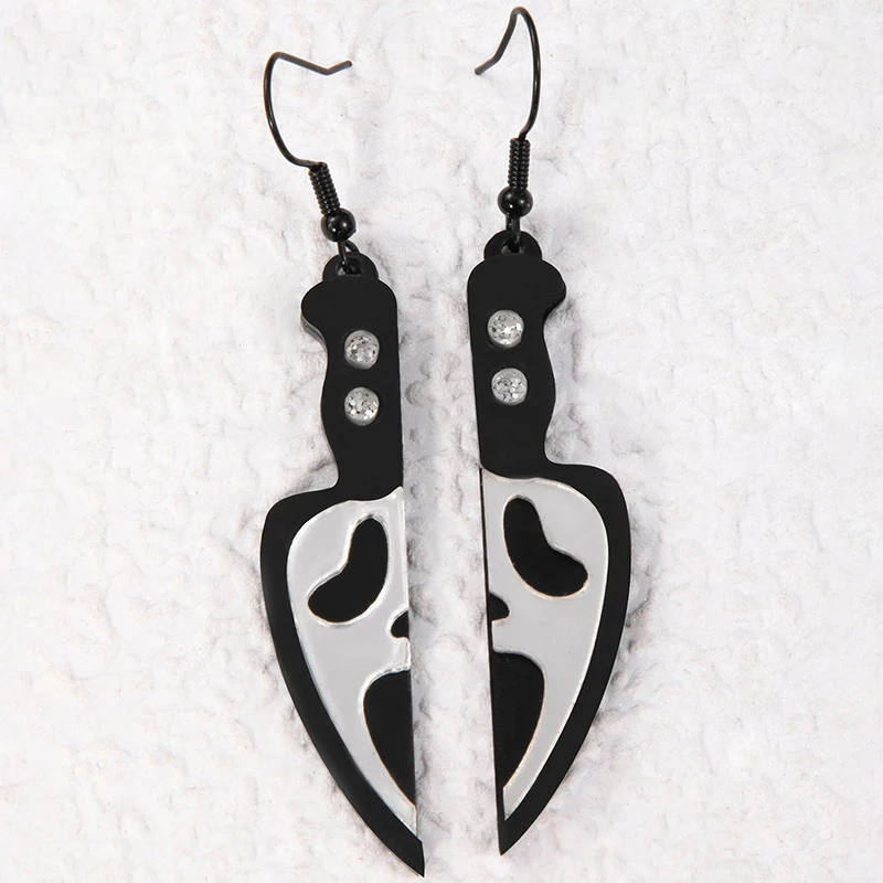 1Pair Goth Halloween Skeleton Knife Pendant Earrings For Women Girls Personalized Minimalist Earrings Jewelry Accessories Gifts