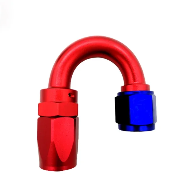 AN4-16 Herbruikbare draaibare slangkoppelingset 0/45/90/180 °   Blauw/rode adapter voor PTFE-oliebrandstofleiding - motorracewagen vrachtwagen