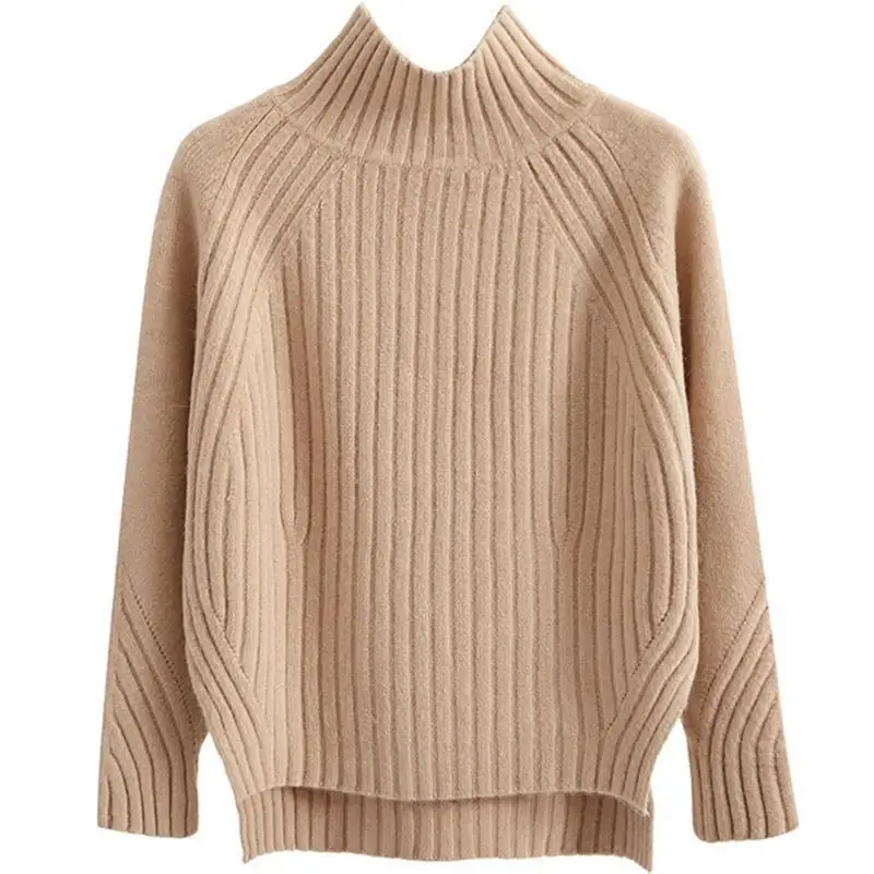 2024 Autumn New Solid Color Women's Semi-turtleneck Inner Wear Outfit Long-sleeved Women's Knitted Sweater Pullover Top