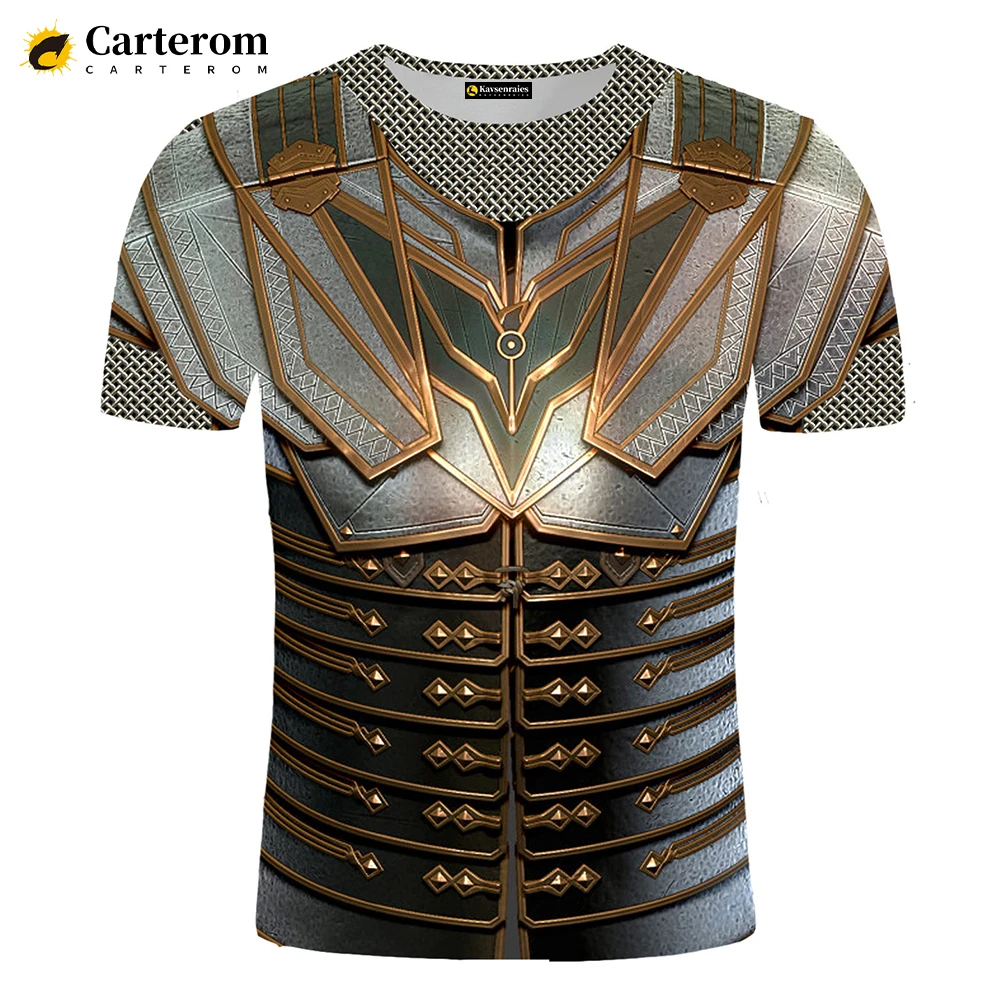 Retro Harajuku Style Medieval Armor Printed 3D T-shirt Men Women Fashion Casual Short Sleeved War Warrior Cosplay Cool T Shirt