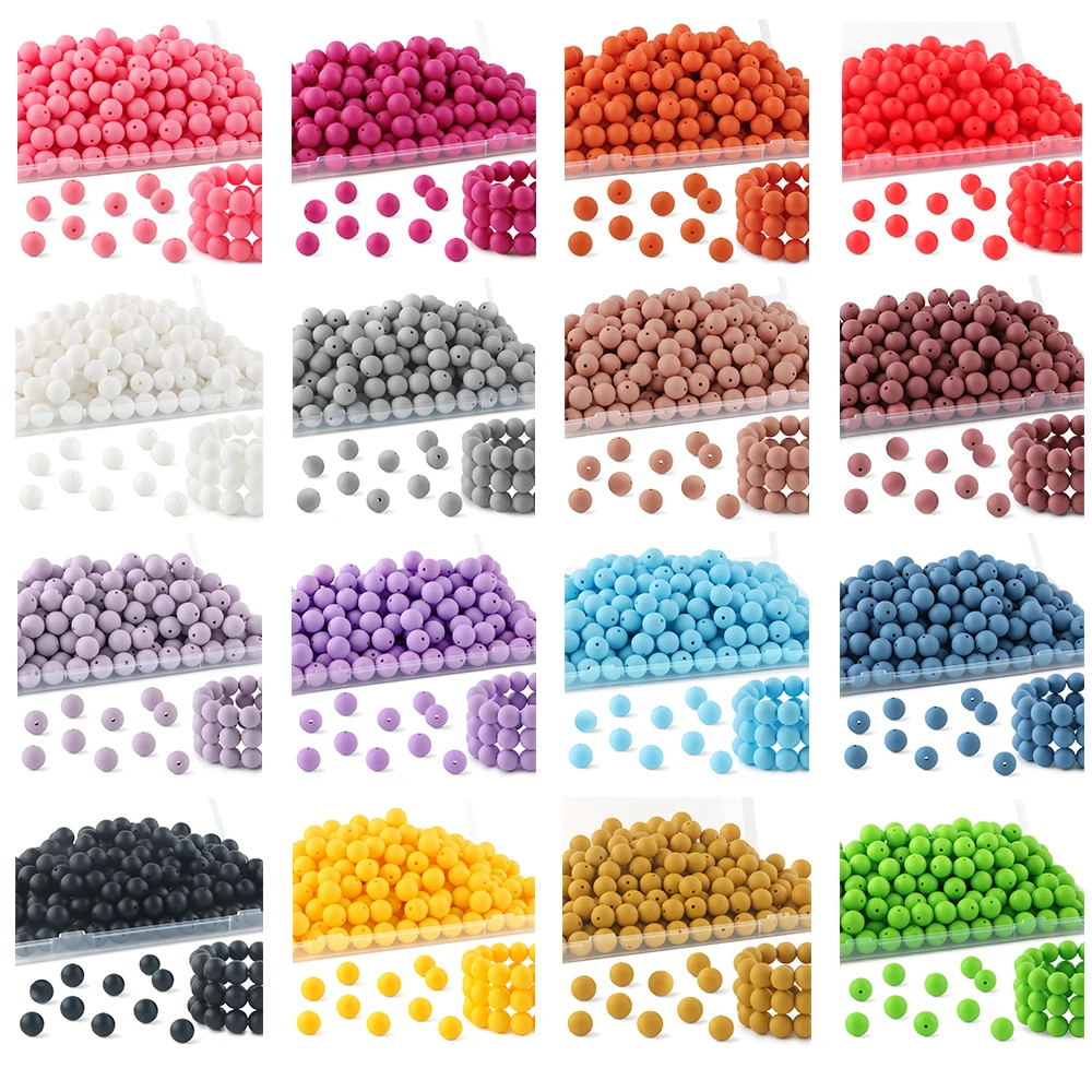 Kivoct 100Pcs 12MM Round Silicone Beads For Jewelry Making DIY  Pacifier Chain Necklace Keychain Accessories