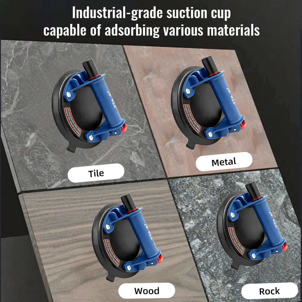 Pompa ad aria per vuoto da 8 pollici per uso domestico Ventosa per piastrelle Supporto per ventosa Pannello in vetro per roccia Manometro Strumento Pompa a mano di aspirazione