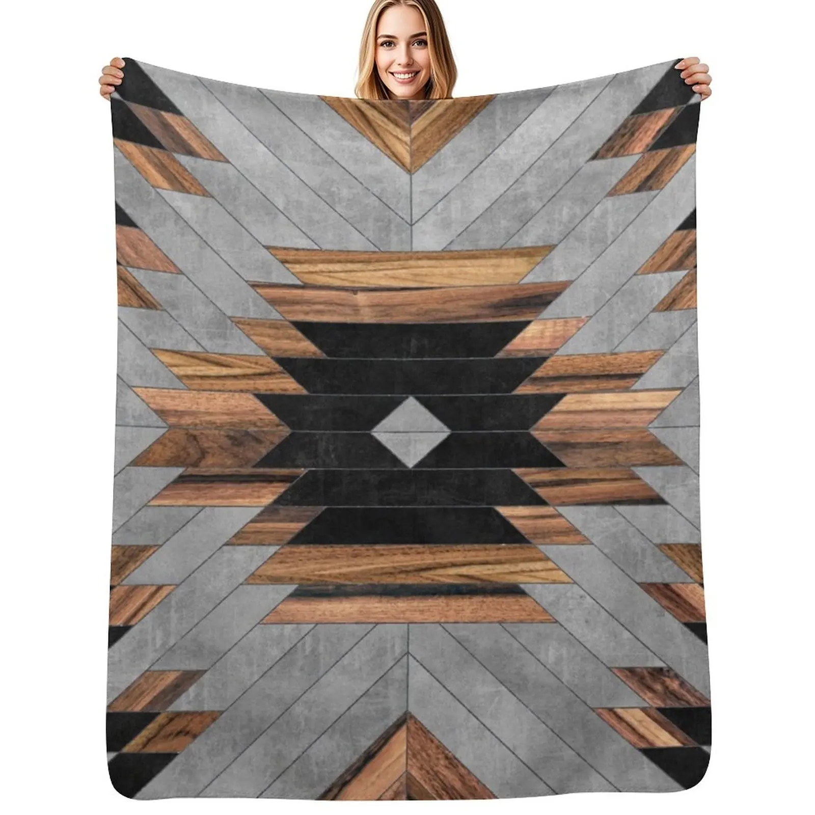 

Urban Tribal Pattern No.6 - Aztec - Concrete and Wood Throw Blanket Blankets For Baby For Sofa Thin Soft Beds Blankets