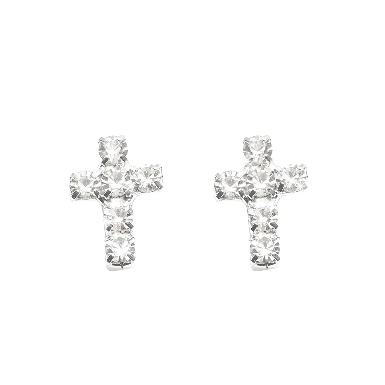 New Full Rhinestone Cross Stud Earrings Long Tassel Earrings for Women Bridal Drop Dangling Earrings Party Wedding Jewelry Gifts