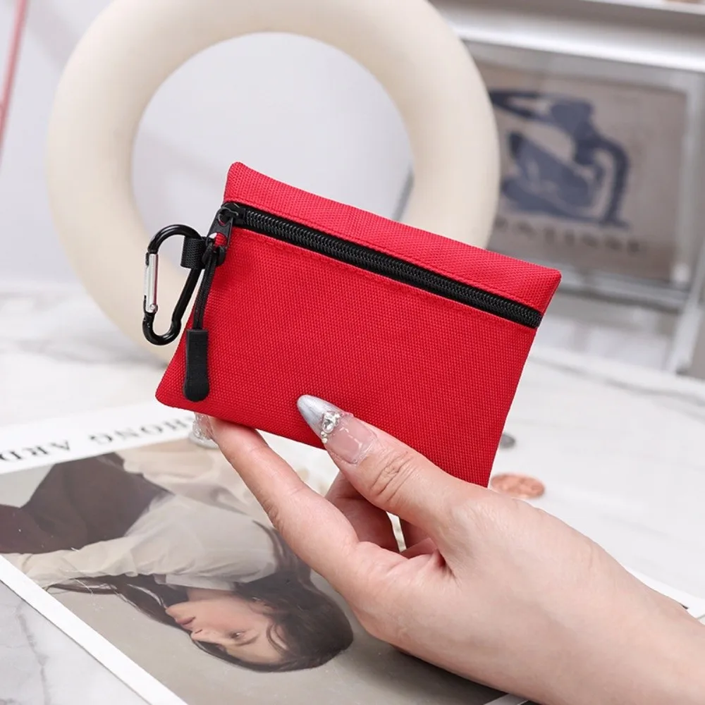 Practical Canvas Coin Purse Solid Color Zipper Card Bag Mini Size Ultra Light Key Pouch Wallet Use