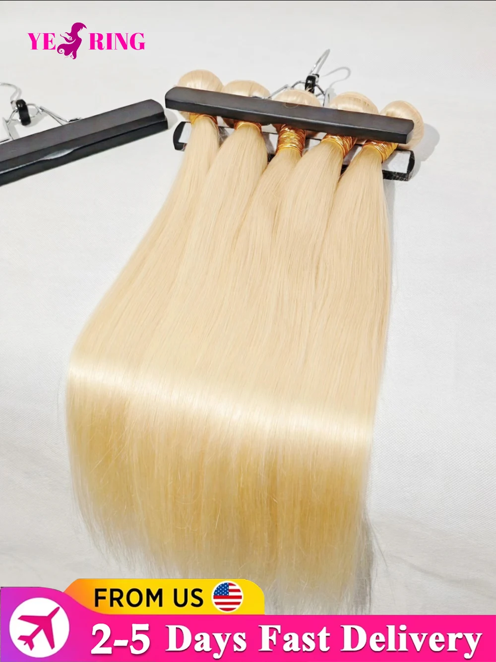 ストレート人毛束 613 ブロンド 1/3/4 ブラジル産未加工バージンレミーヘアエクステンション ウェフト束 100%人毛
