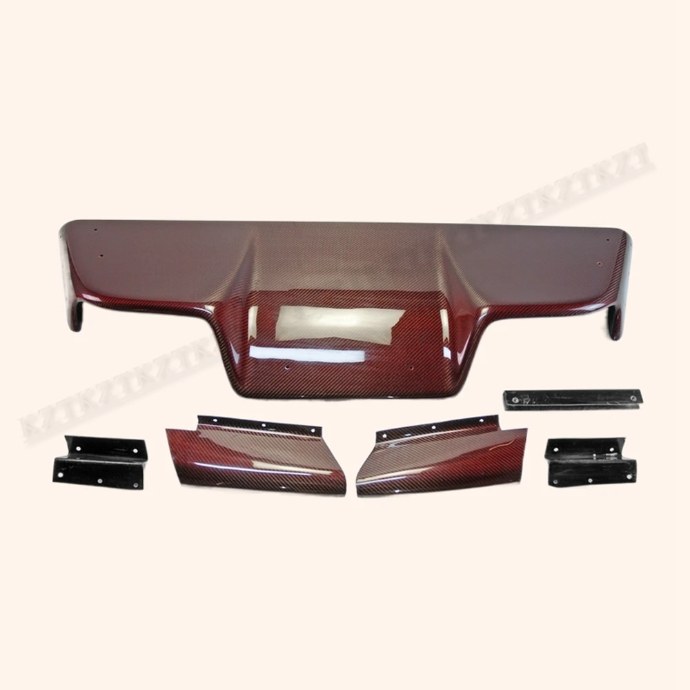 For Nissan 03-08 Z33 350Z Infiniti G35 Coupe 2D Jdm Ts Style Rear Diffuser 6Pcs (With Fitting) Carbon Fiber (Red Color)