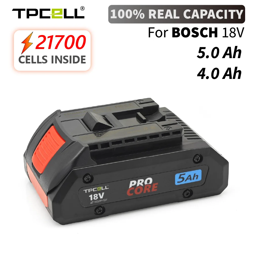 TPCELL 4AH/5AH For BOSCH Professional 18V 21700 Battery ProCORE 18V Li-ion Replacement for BAT609 BAT618 with bms