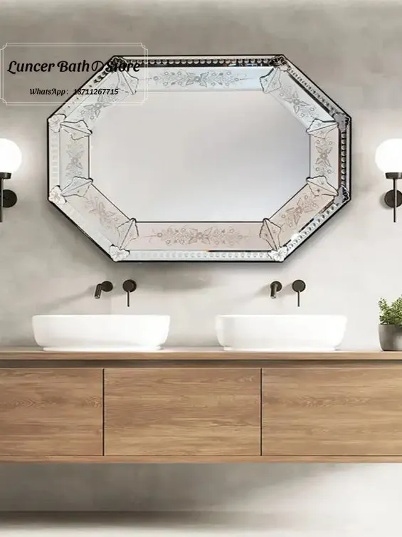 Venice retro carved bathroom mirror, bathroom mirror, dining side wall hanging decorative mirror, bedroom makeup mirror