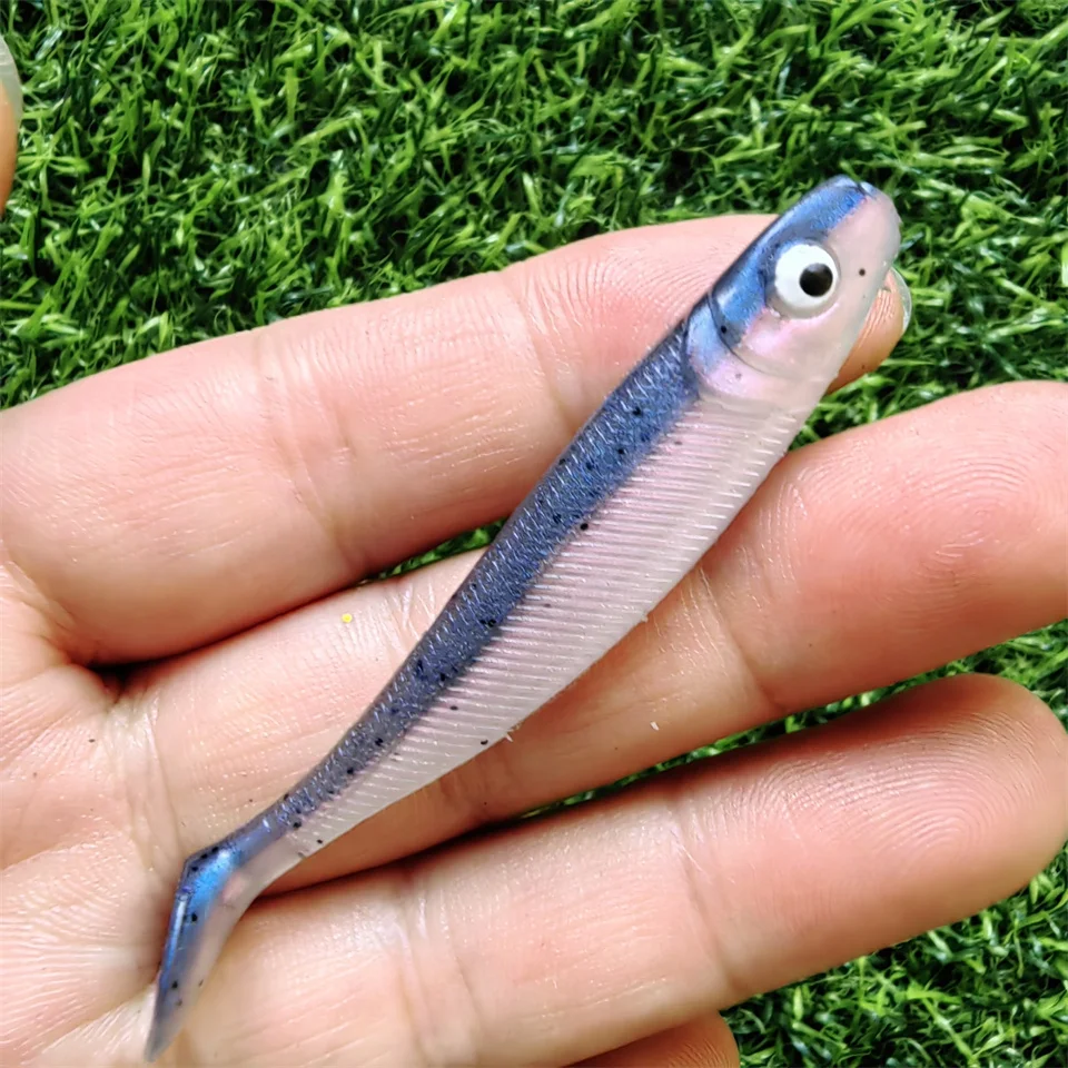 MUKUN 10 Stück 60 mm 2 g weiche Köder Köder Angelköder Leurre Shad Doppelfarbiger Silikonköder T-Schwanz – Detail 11
