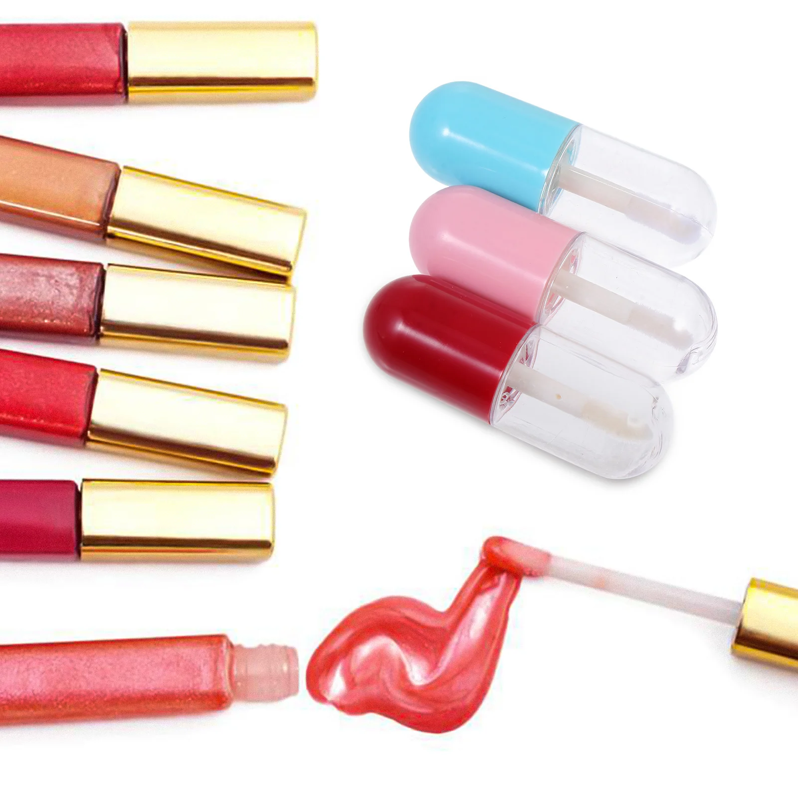 9 個のリップグロスチューブクリア詰め替え容器ポータブル旅行メイクアップ収納 DIY ボトルリップグロスチューブ