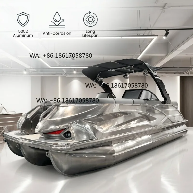 Kinocean Factory Direct Luxury Pontoon Boat 22ft High Speed Sport Yacht Boat With Motor and Trailer for Fishing Cruising Party