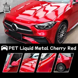 PET Liquid cherry red Car Wrap Film car wrapping film vinyl Stickers Glossy car wrap vinyl film 1.52*18M