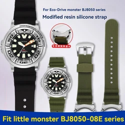 For Citizen BJ8050 BJ8050-08E Modified Silicone Watch Strap Little/Small Monster Connector Steel Lug Men 22mm Rubber Bracelet