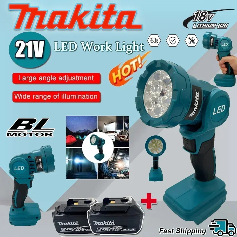 

Аккумуляторный светодиодный рабочий фонарь Makita для внутренних и наружных работ, перезаряжаемый, 18В, электроинструмент