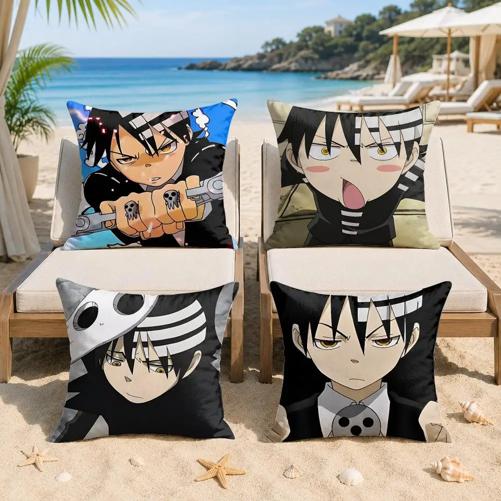 Soul E-Eater Anime Japan Cushion Cover Silky Short Plush Invisible Zipper Dustproof Sofa Pillow Case For Home Decor