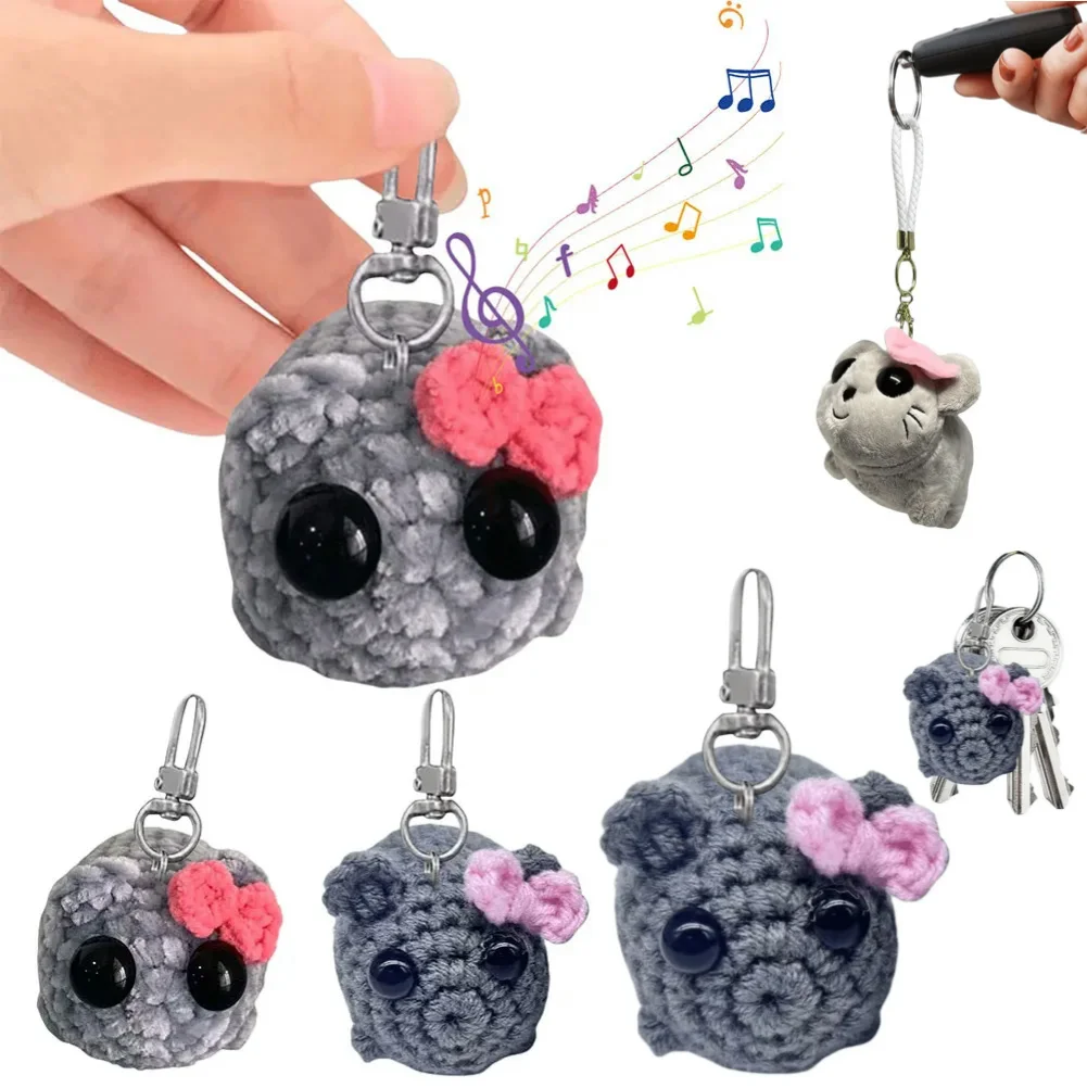 Cute Knitted Sad Hamster Doll Cartoon Knitting Pendant Crochet Sad Hamster Meme Kawaii Girl Hamster Handmade Doll for Kids Gift
