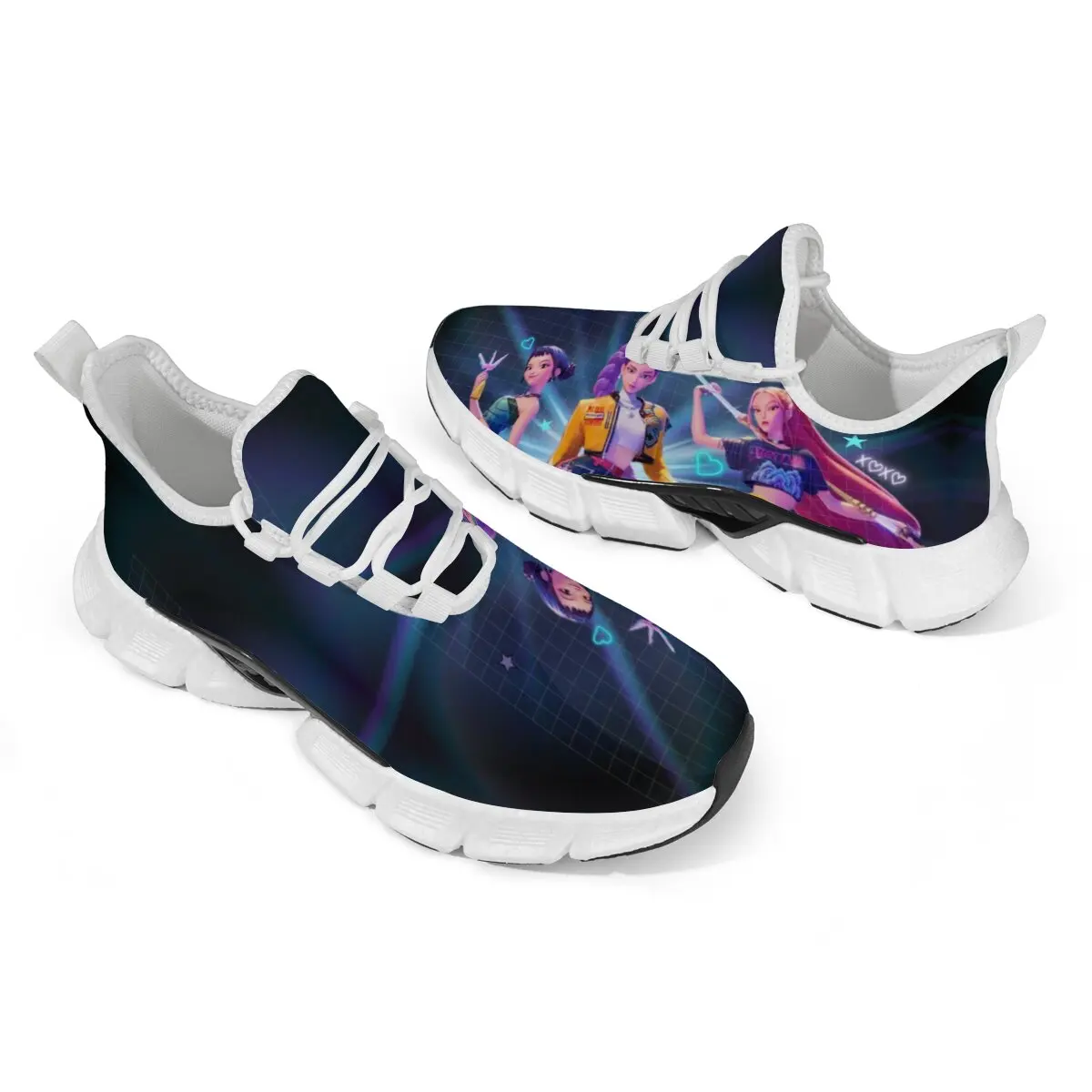 

Witch Hunter Team Cartoon Design Animation Pattern Flat-bottom Hollowed-out Soft-soled Flat-bottom Lace-up Low-top Casual Shoes