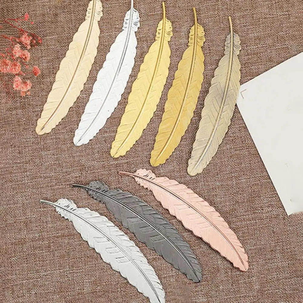 1 Pcs Creative Metal Feather Bookmark Chinese Style Retro Craft Feather Pendants Bookmark Stationery Gift School Office Supplies