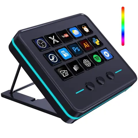 Macro Keypad, Stream Controller Deck Gaming Streaming Shortcut Keyboard, 18 Programmable Keys Customizable Visual AI Pad USB Sou