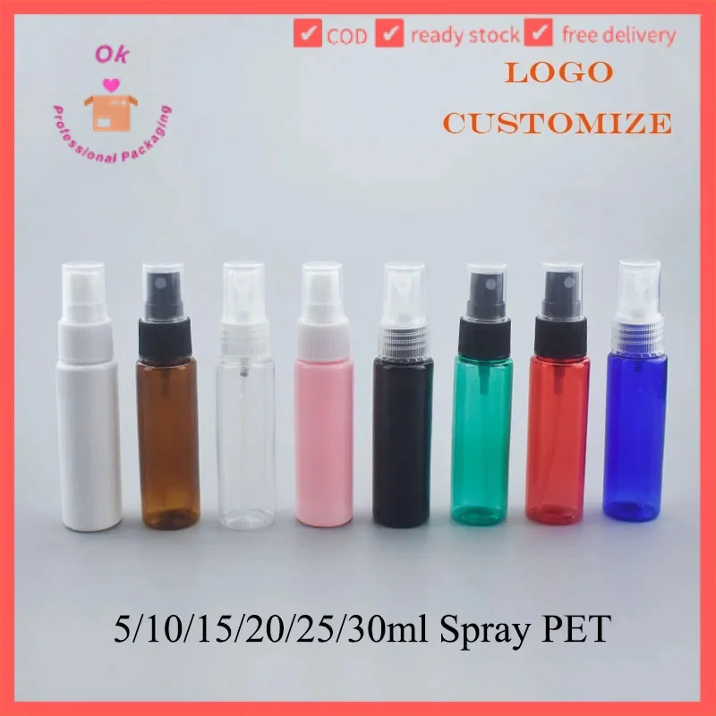 

Пластиковая бутылка-распылитель xz2311012 для макияжа, пустой распылитель для домашних животных, 50 шт., 5 мл, 30 мл, 20 мл, красная розовая