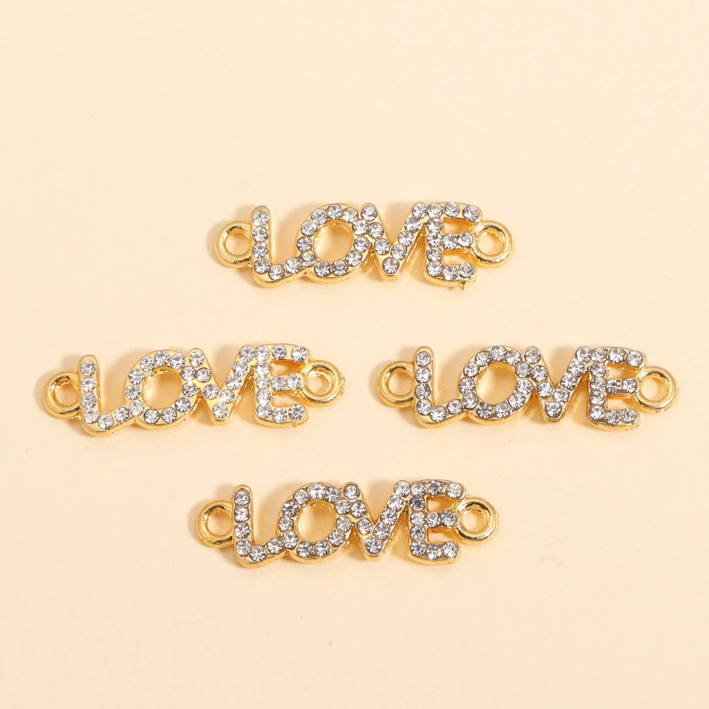 10Pcs Mode Legierung Zirkon Brief LIEBE Stecker Anhänger Für DIY Armband Halskette Handgemachte Schmuck Finden Liefert Gif – Detail 3