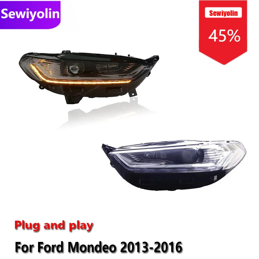 

Автомобильные светодиодные фары DRL в сборе для Ford Mondeo 2013-2016, противотуманные фары DRL, стоп-сигнал, указатель поворота Plug and Play
