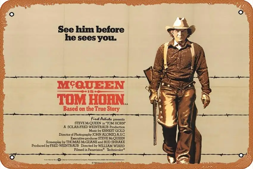 Tom Horn Movie Poster Tin Painting Tin Sign Metal Sign Vintage Metal Poster Home Wall Decoration, Multicolor, 8in x 12 inches