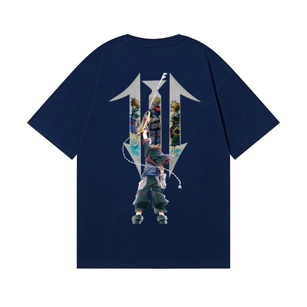 Kingdom Hearts Back Art Cotton Print Tee High-quality Streetwear Men's Clothing and Women's 2026 Summer Cotton Printed T Shirt